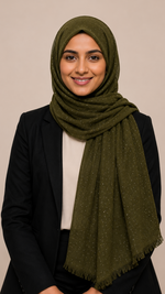 Lawn Dotted Stones Hijab | Olive