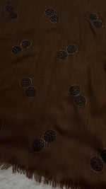 Lawn Block Print Hijab | Shinny Circles | Dark Brown