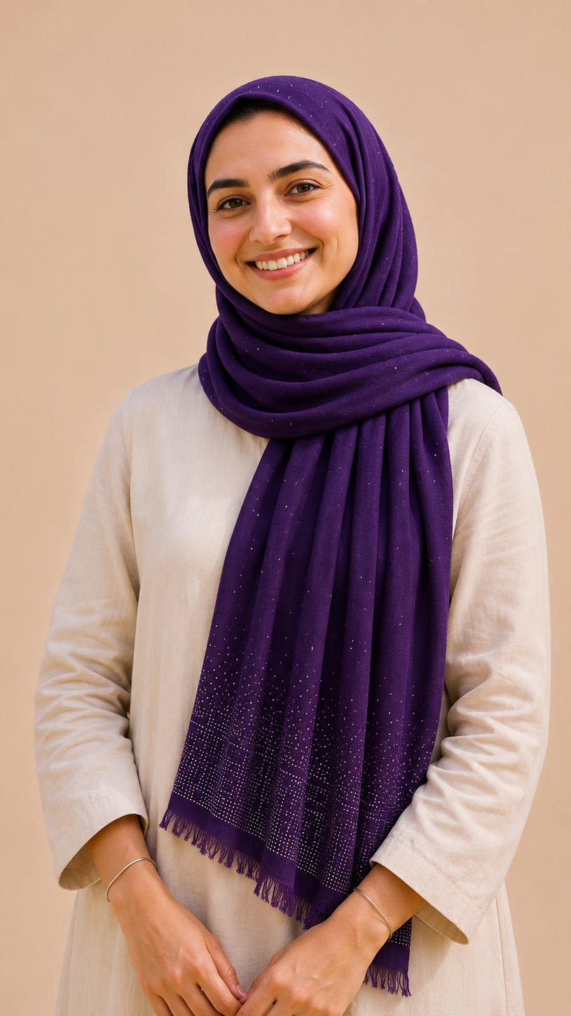 Lawn Stone Drop Hijab | Purple