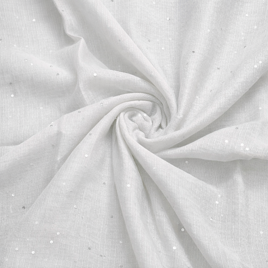 Lawn Full Sequins Hijab | White