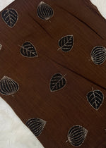 Lawn Block Print Hijab | Shiny Leaf | Dark Brown