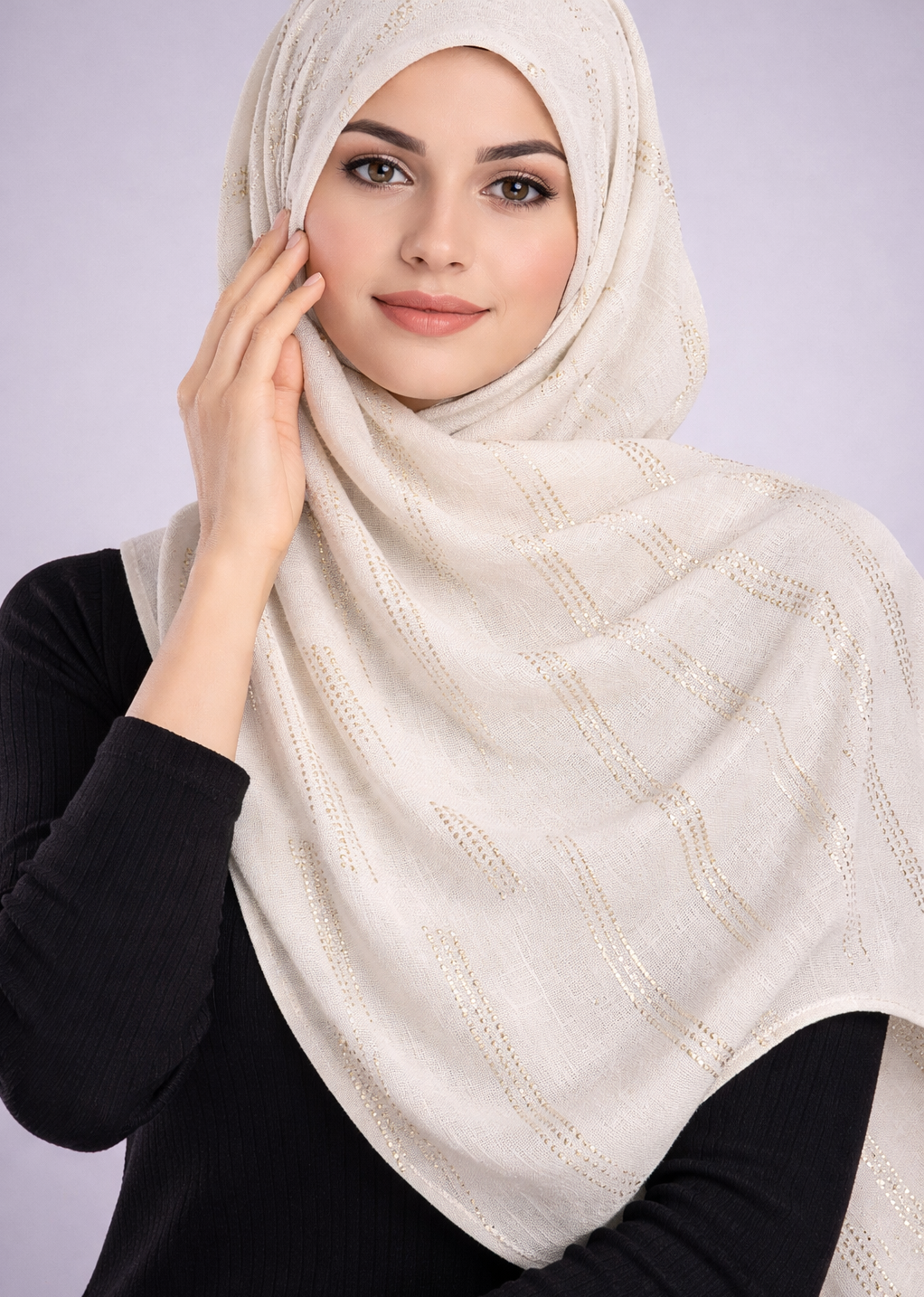 Lawn Zari Noor Hijab | Cream