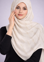 Lawn Zari Noor Hijab | Cream
