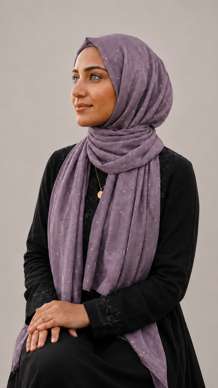 Lawn Foil Spread Hijab | Lilac