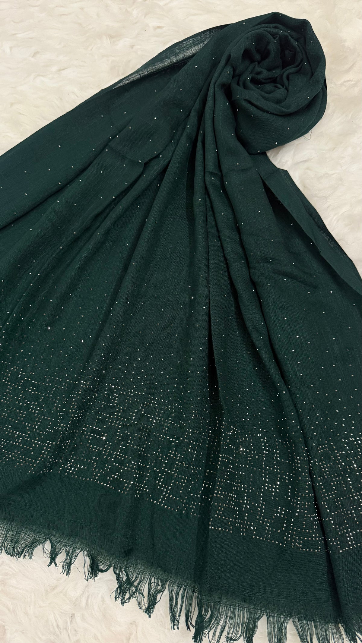 Lawn Stone Drop Hijab | Dark Green