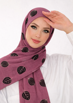 Lawn Block Print Hijab | Shiny Leaf | Muted Pink