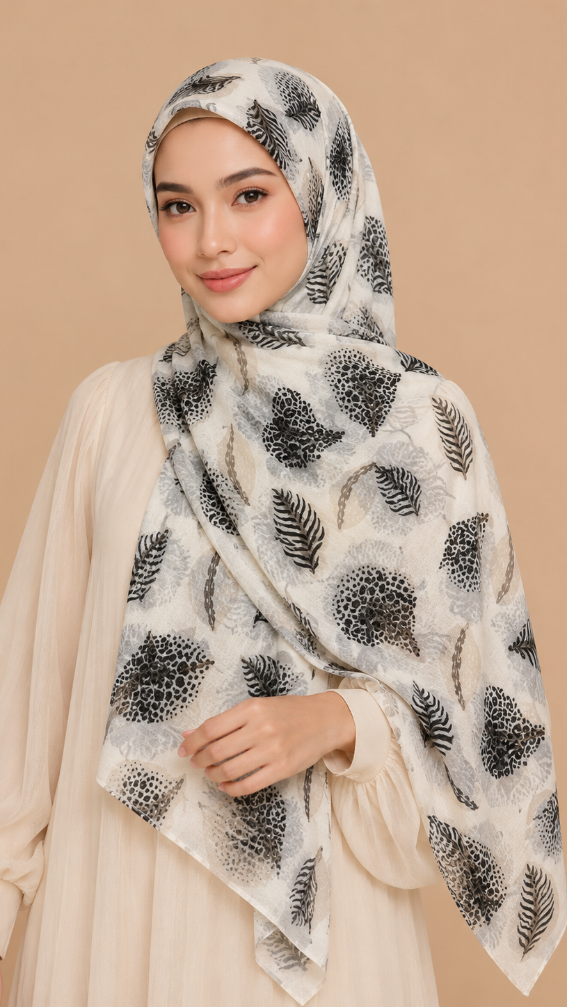 Ivory Fern | Lawn Printed Hijab