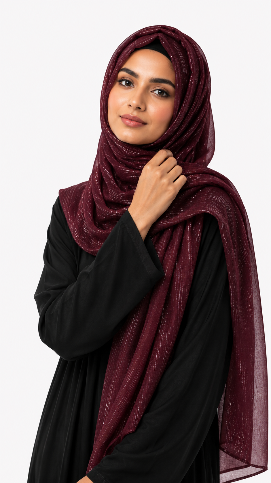 Lawn Zari Hijabs | Maroon