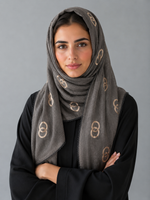 Lawn Ringset Embroidered Hijabs (XL) | Charcoal
