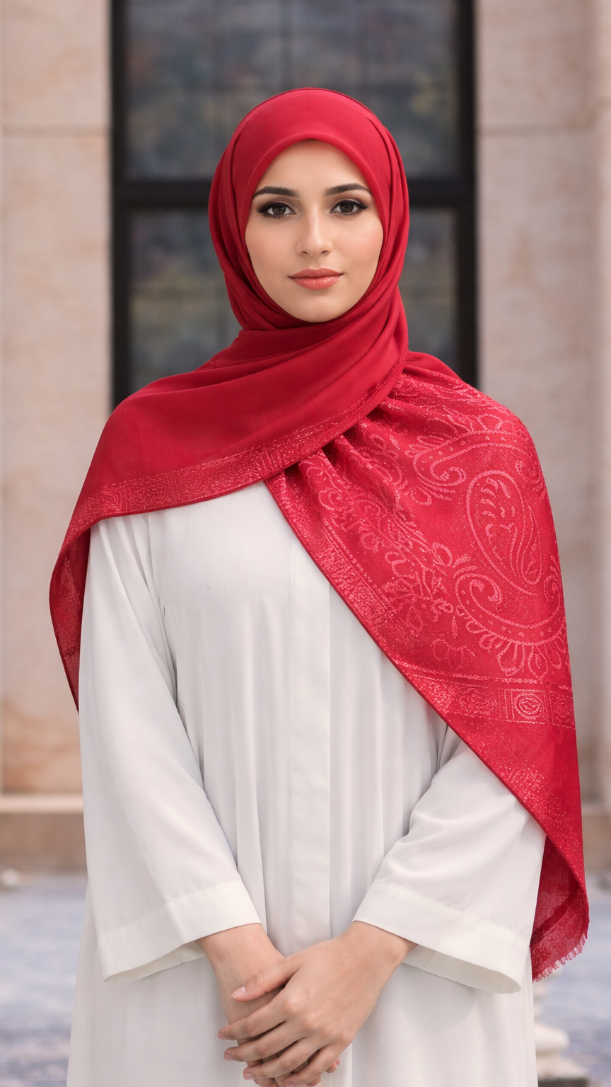 Royale Lawn Jacquard | Crimson Red