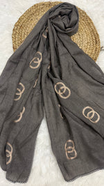 Lawn Ringset Embroidered Hijabs (XL) | Charcoal