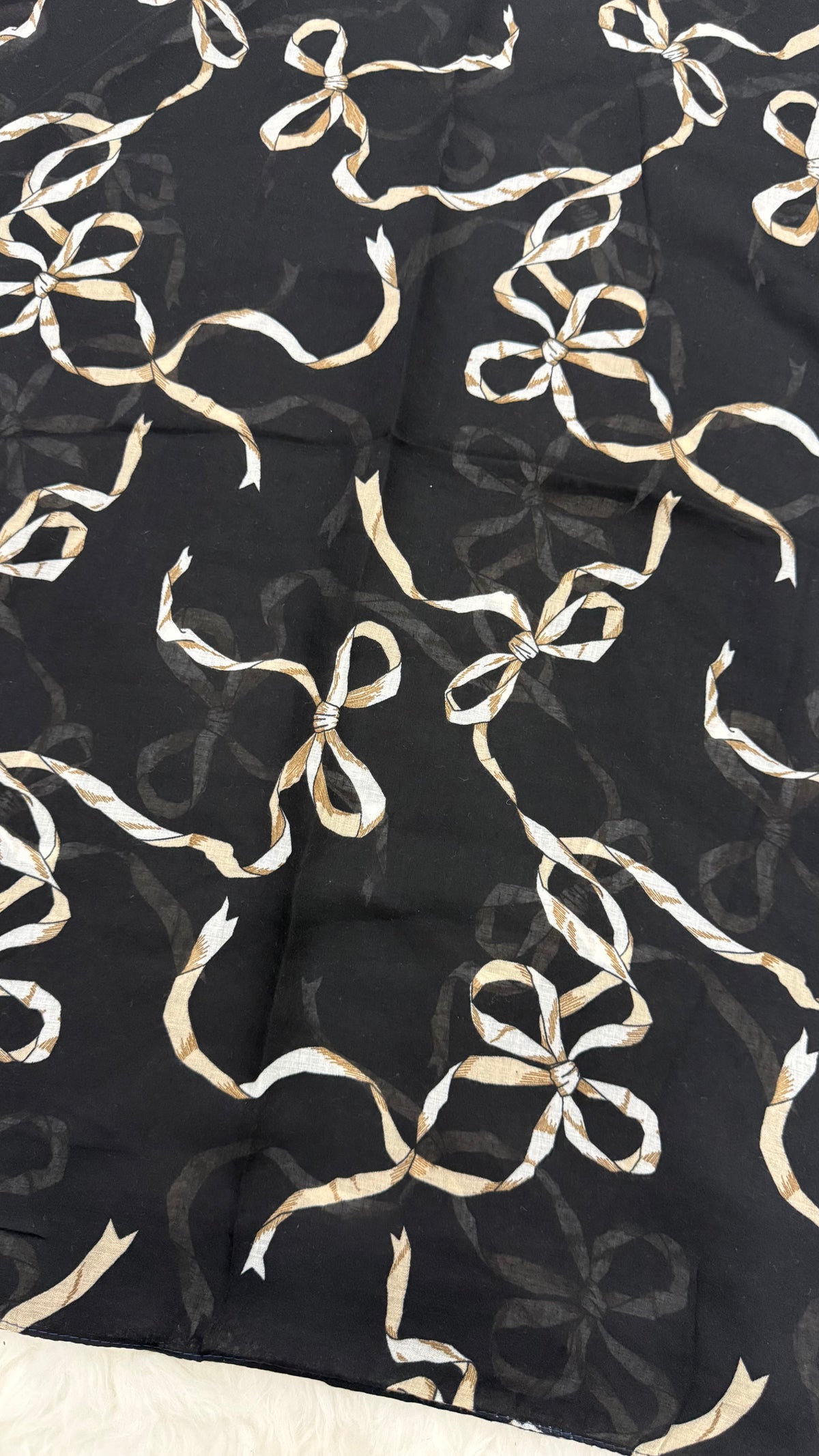 Noir Ribbon | Lawn Printed Hijab