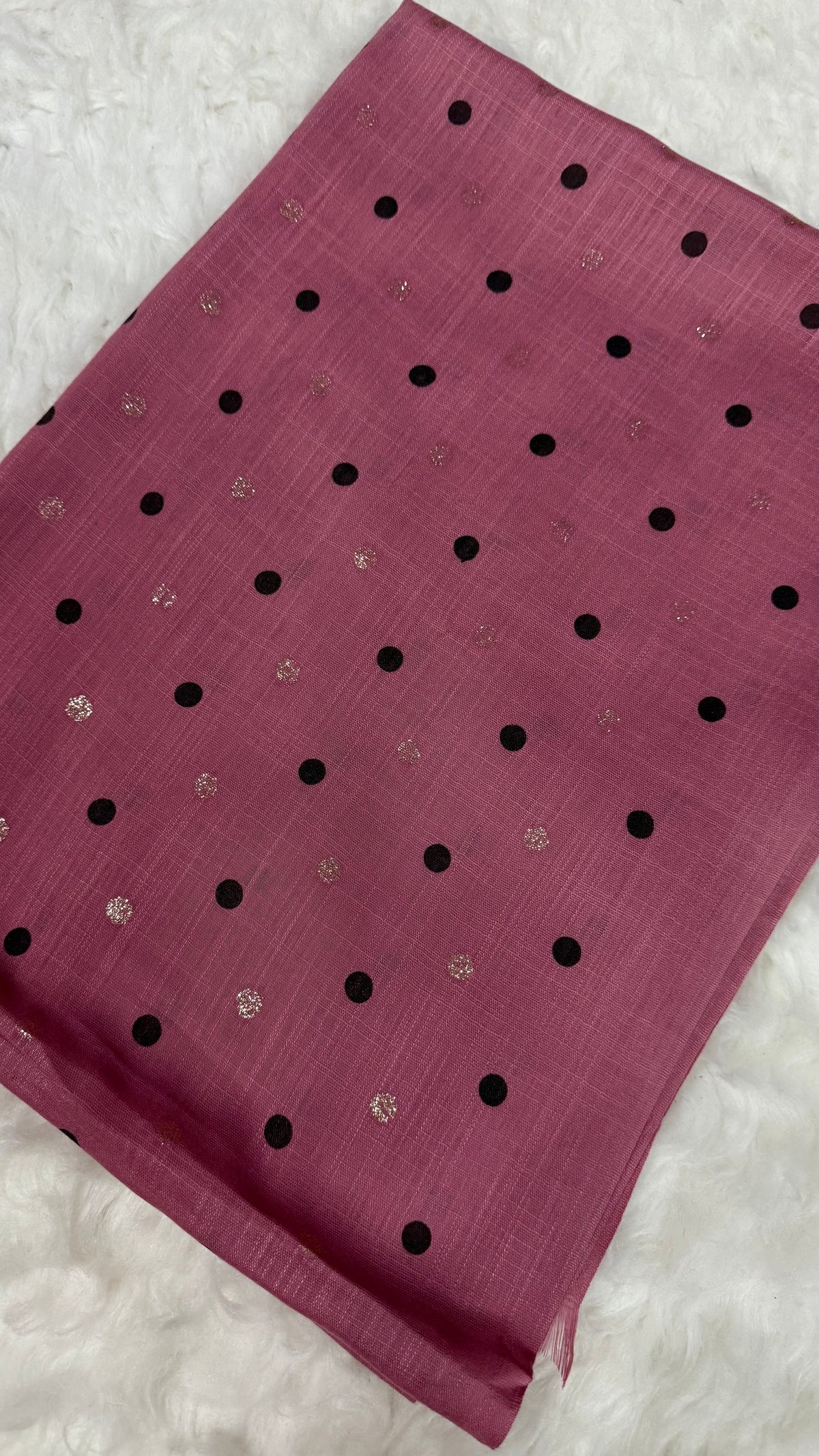 Lawn Block Print Hijab | Shinny Polka Dots | Muted Pink