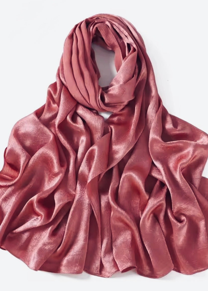 Crushed Velvet Silk Hijabs | Fuchsia Pink