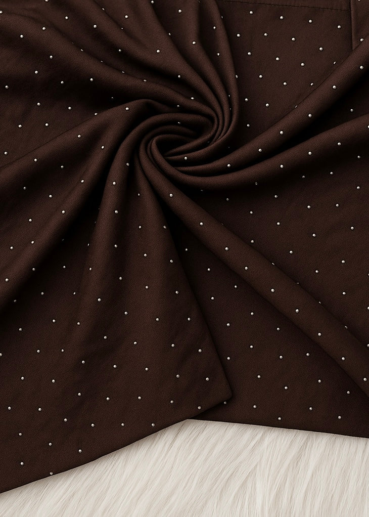 Silk Embellished Hijabs | Dark Brown