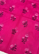 Lawn Block Print Hijab | Roses| Fuchsia Pink
