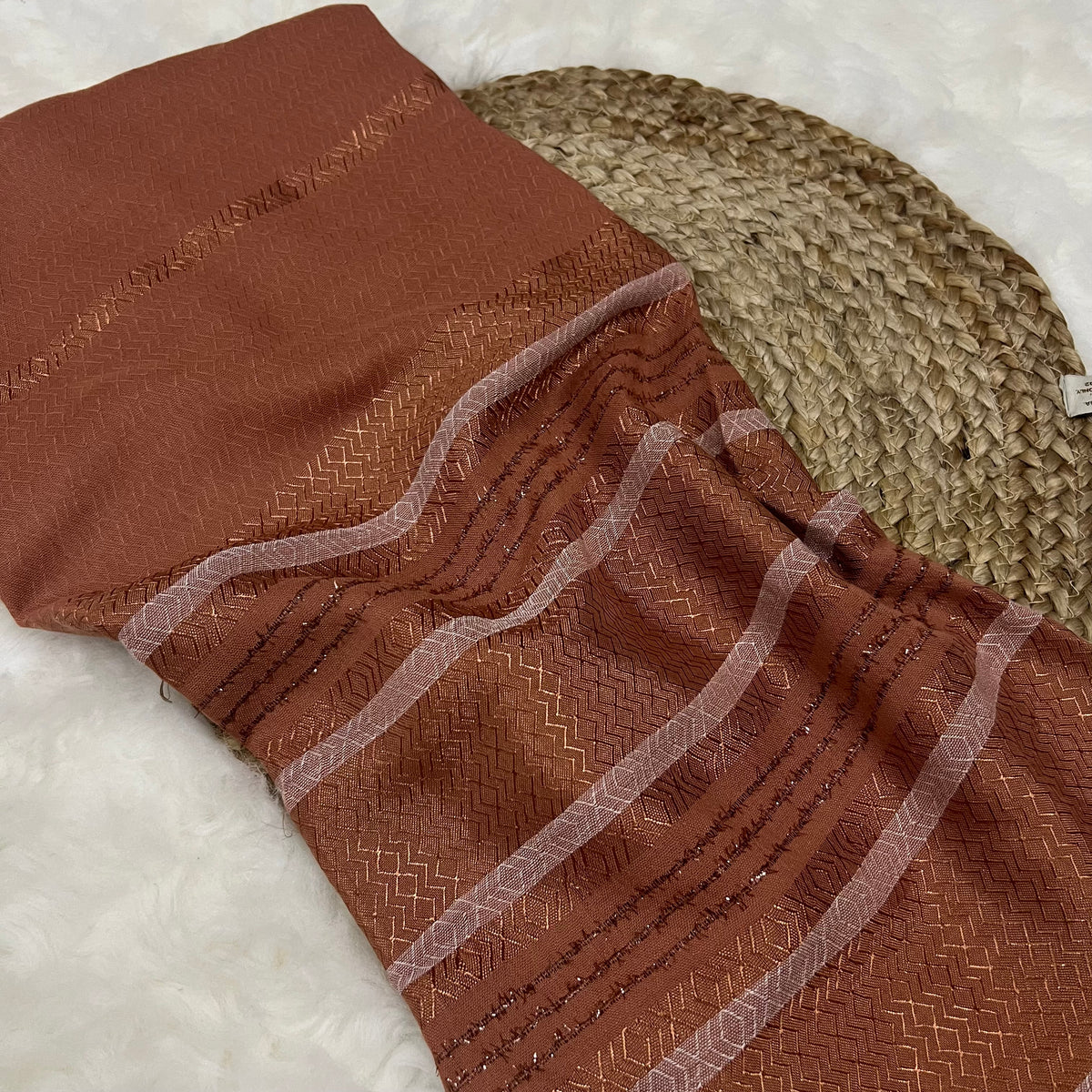 Textured Metallic Stripe - Burnt Coral