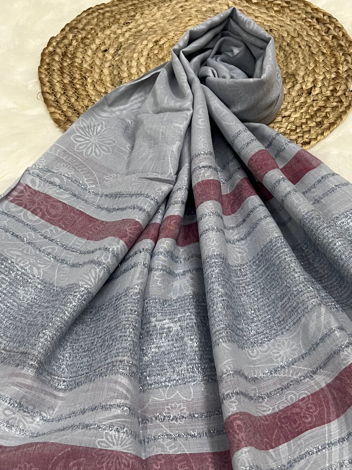 Turkish Floral Shimmer - Dusty Blue