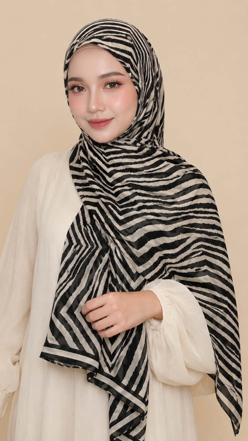 Zebra Muse | Lawn Printed Hijab