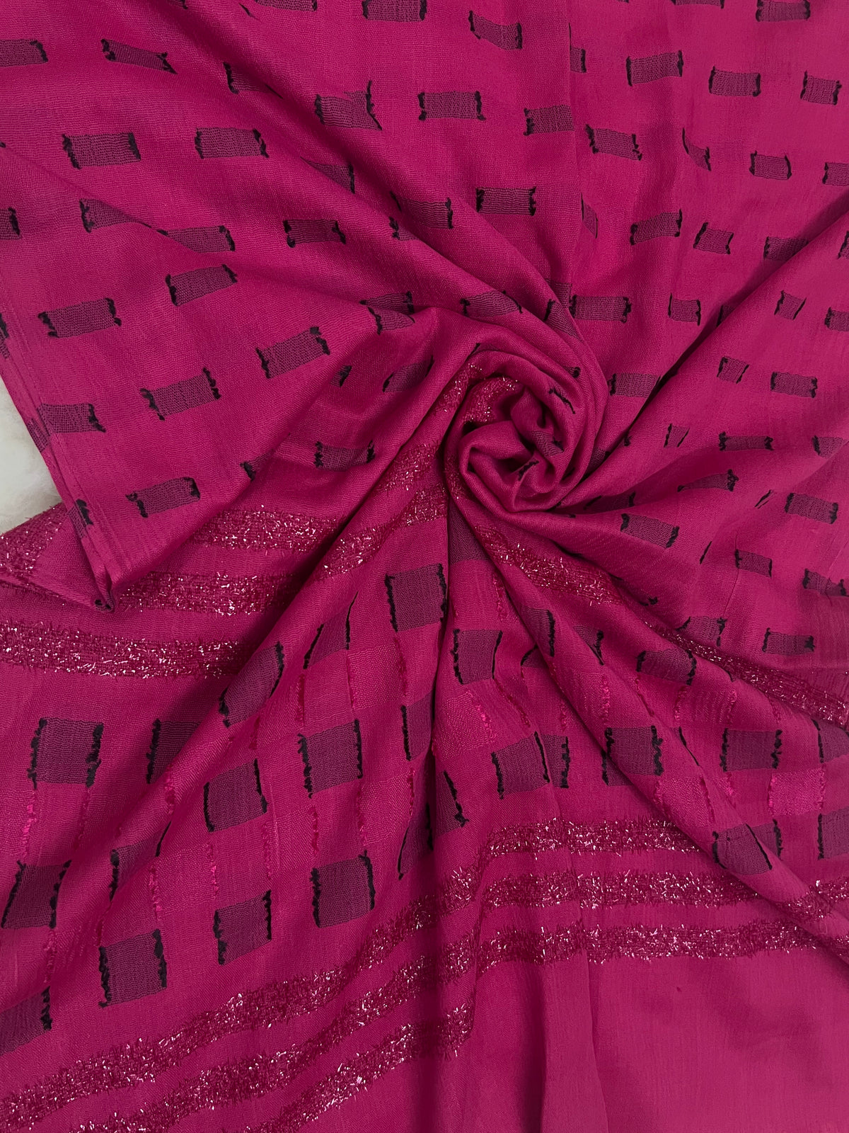 Turkish Grid Shimmer - Hot Pink