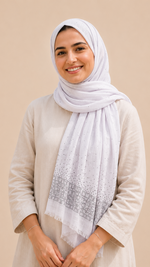 Lawn Stone Drop Hijab | Pure White