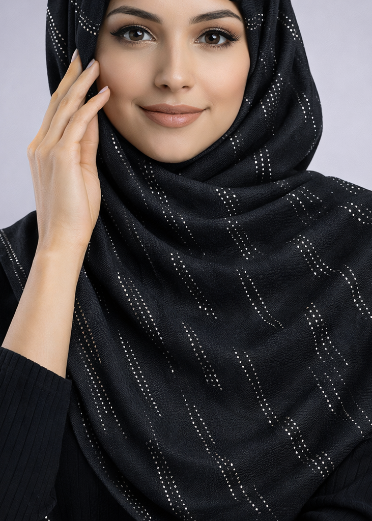 Lawn Zari Noor Hijab | Dark Grey