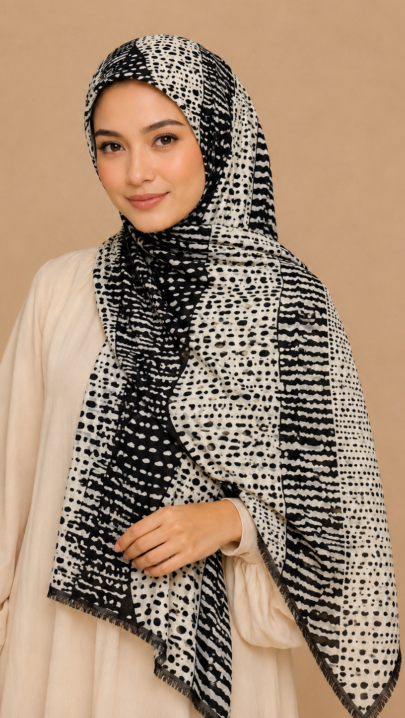 Monochrome Safari | Lawn Printed Hijab
