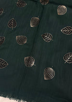 Lawn Block Print Hijab | Shiny Leaf | Dark Green