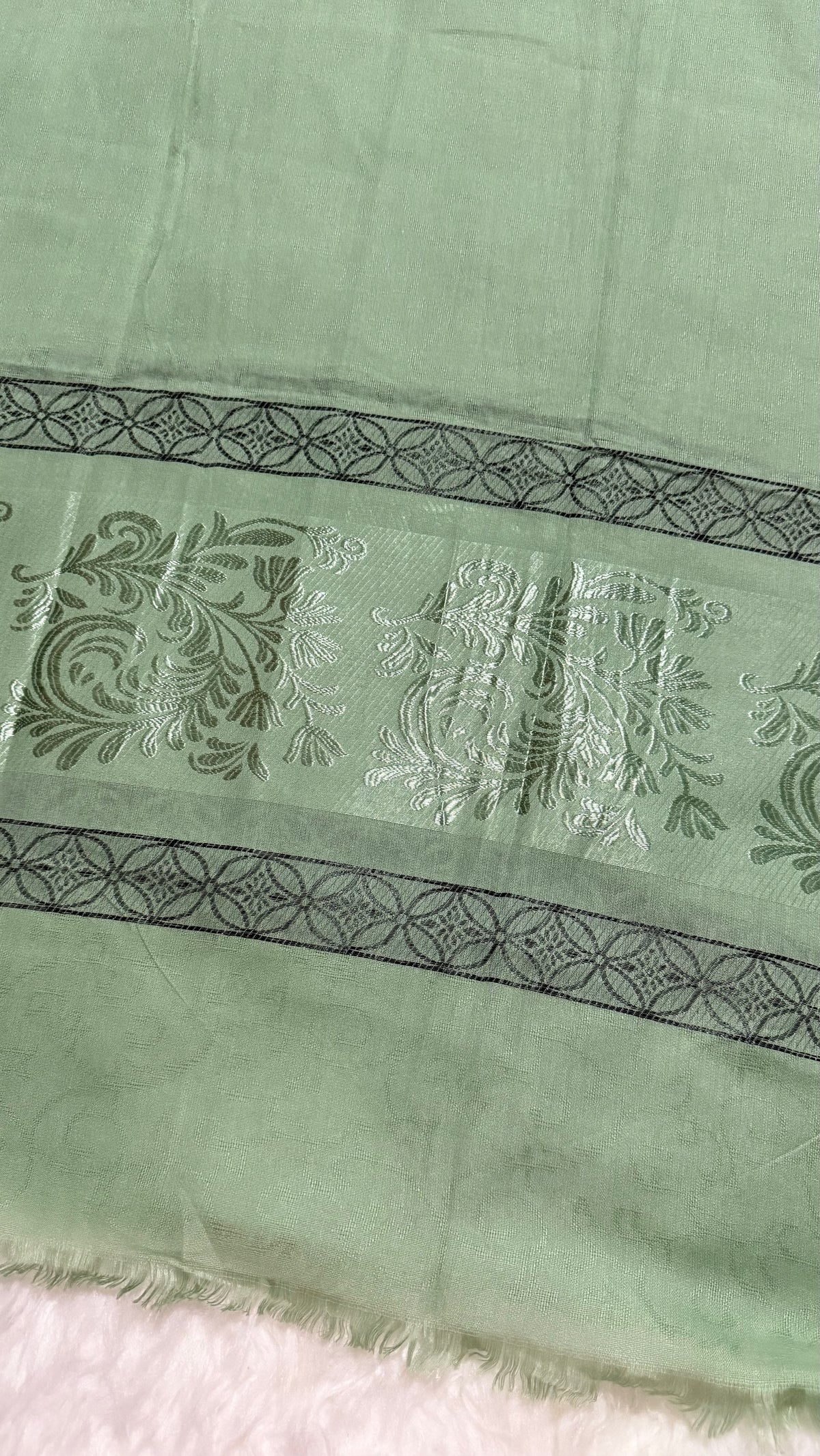 Lawn Jacquard Border | Mint Green