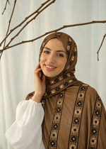Lawn Block Print Hijab | Stripes | Mocha Brown