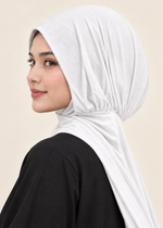 Button Up Bamboo Jersey Hijab | White