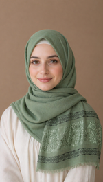 Lawn Jacquard Border | Mint Green