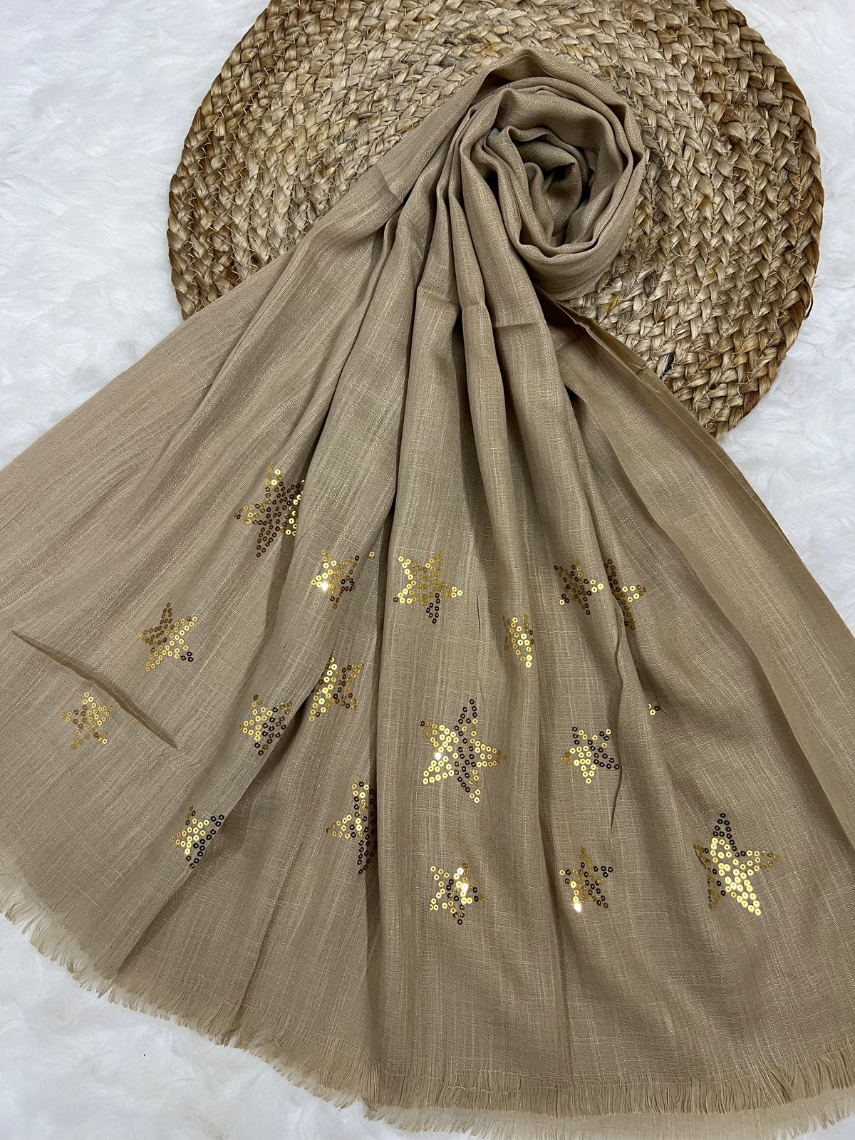 Starry Shine Hijab –Taupe Sand