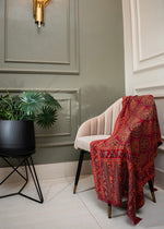 Vintage Loom with ZARI SHINE | Crimson Rust Paisley