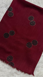 Lawn Block Print Hijab | Shinny Circles | Maroon