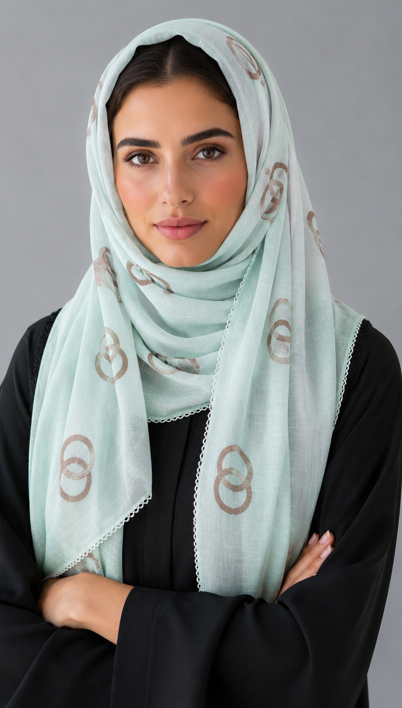 Lawn Ringset Embroidered Hijabs (XL) | Mint Green