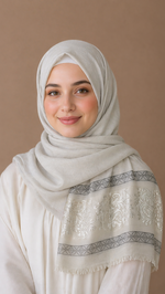 Lawn Jacquard Border | Cream White