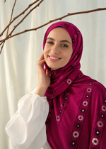 Lawn Block Print Hijab | Stripes | Fuchsia Pink