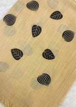 Lawn Block Print Hijab | Shiny Leaf | Beige