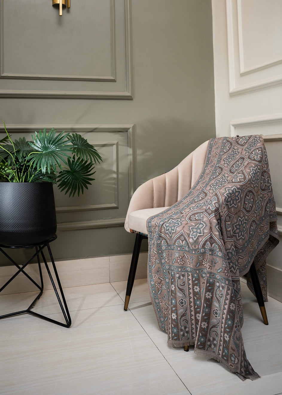 Vintage Loom with ZARI SHINE | Dusty Teal Grey Paisley