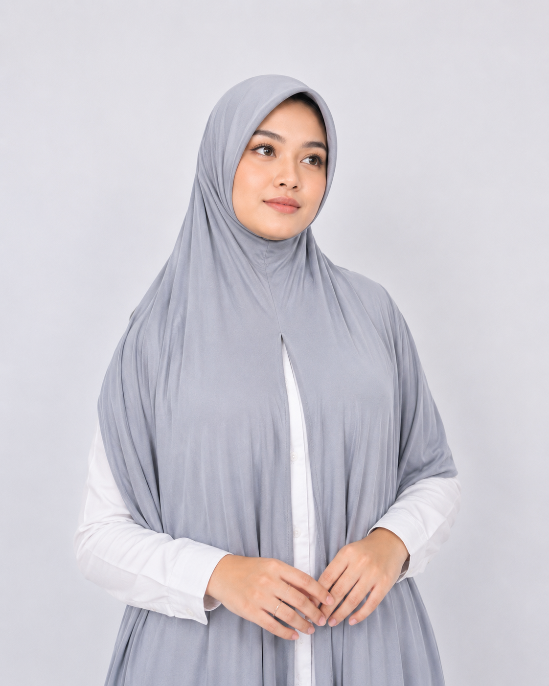 Instant Pre-Sewn Jersey Hijab | Silver Grey