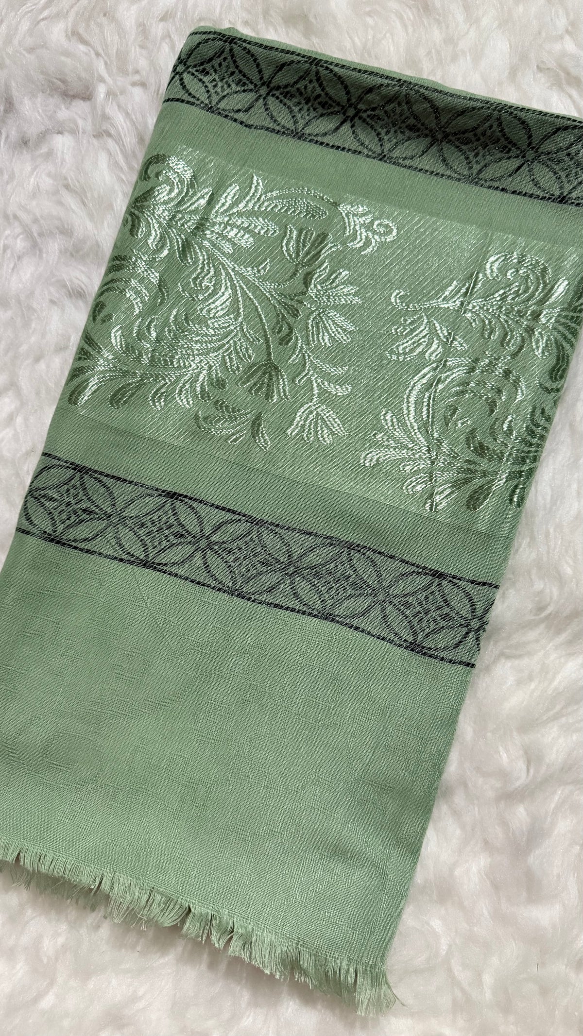 Lawn Jacquard Border | Mint Green