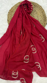 Lawn Ringset Embroidered Hijabs (XL) | Red