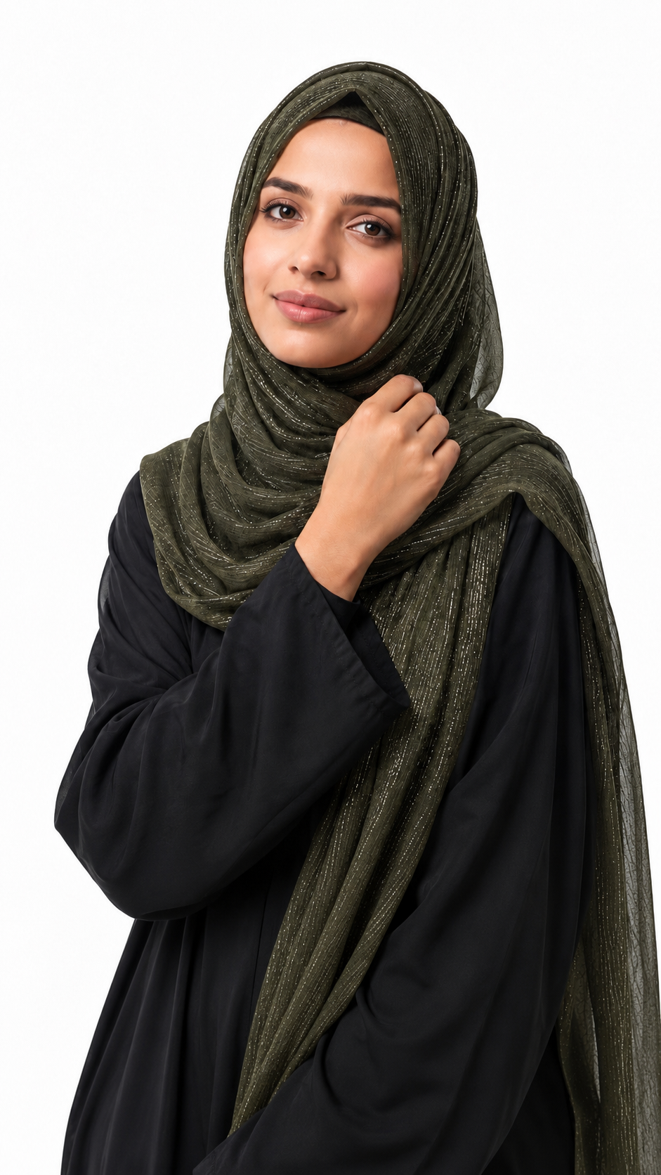 Lawn Zari Hijabs | Olive Green