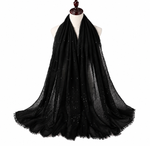 Lawn Sequins Border Hijab | Black