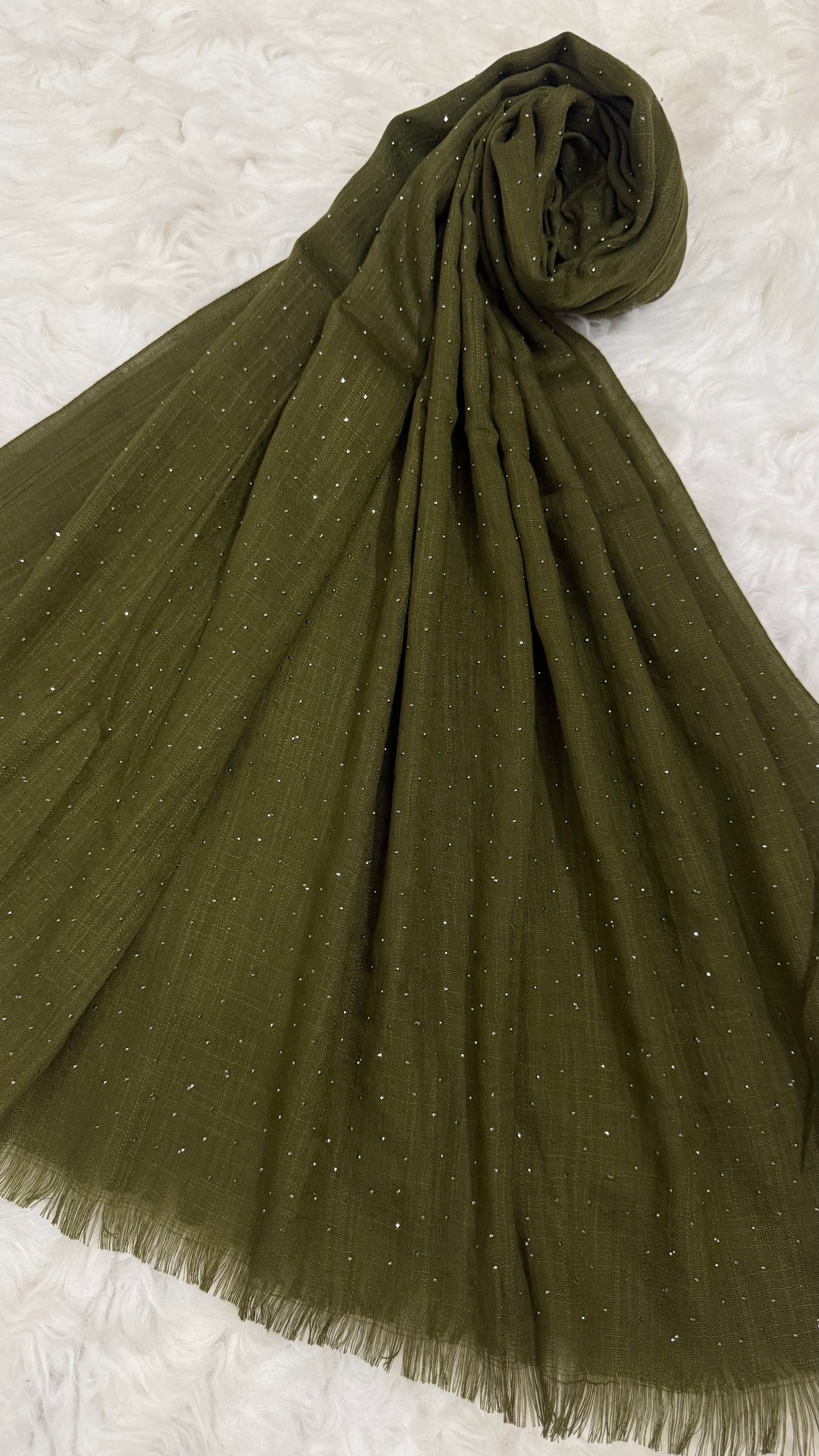 Lawn Dotted Stones Hijab | Olive
