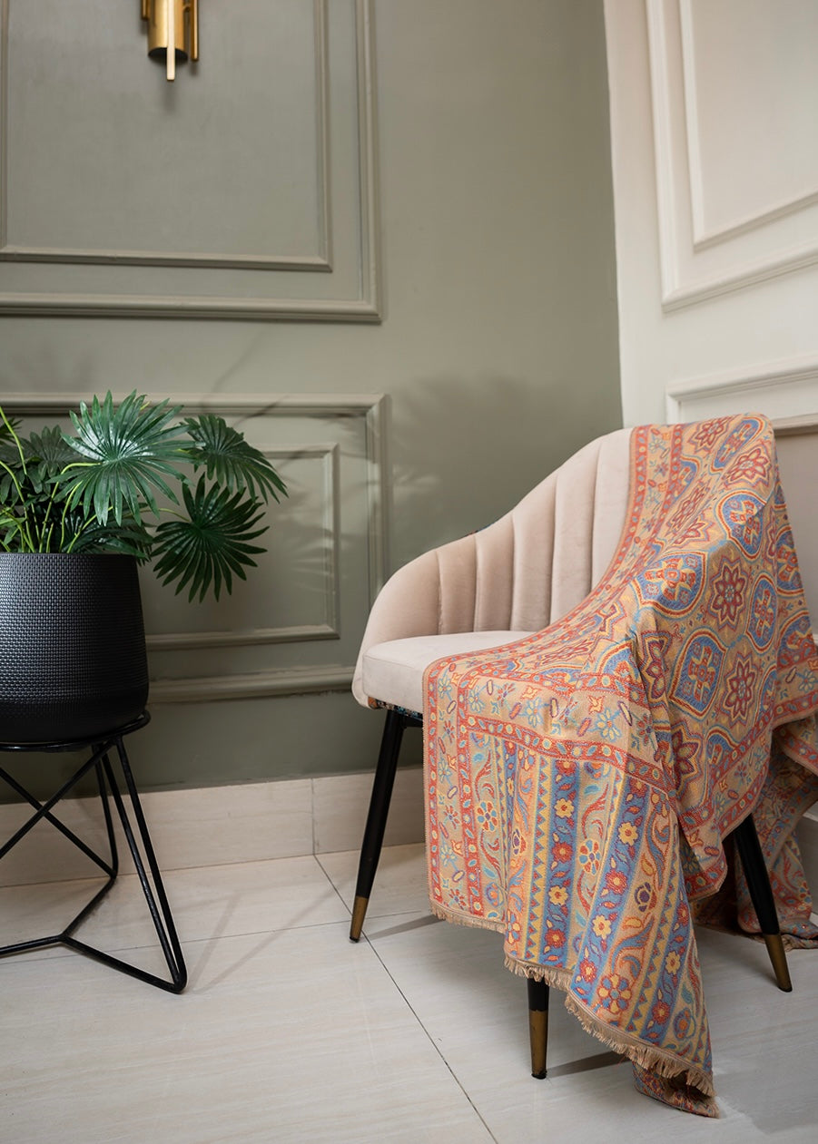 Vintage Loom with ZARI SHINE | Soft Peach Blush Paisley