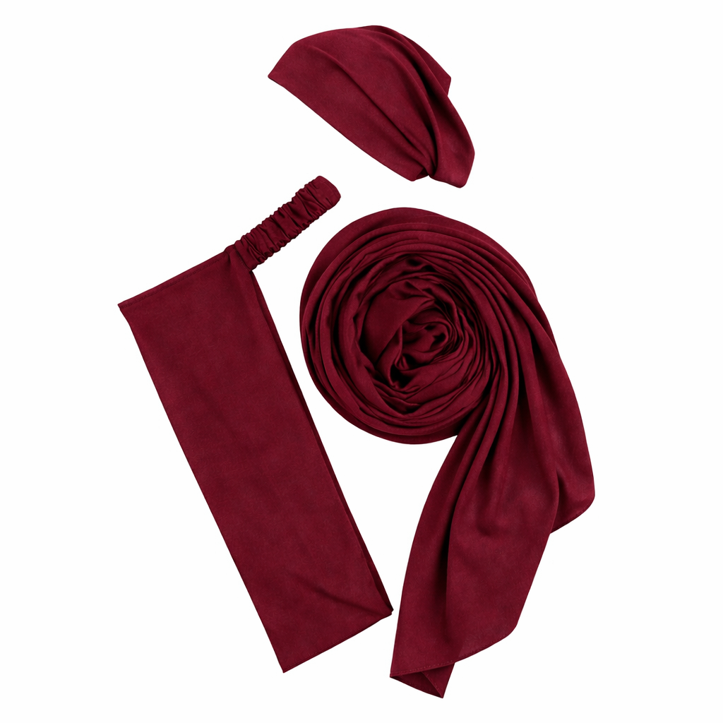 3-in-1 Hijab Essential Set | Maroon