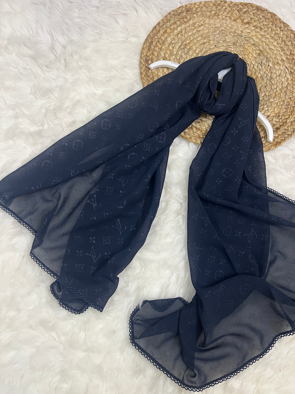 Monogram Georgette | LV | Dark Blue