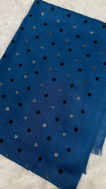 Lawn Block Print Hijab | Shinny Polka Dots | Blue